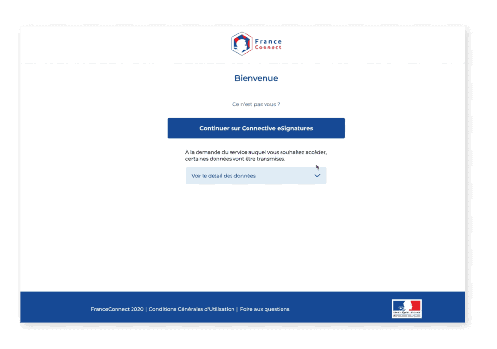 FranceConnect - welcome screen